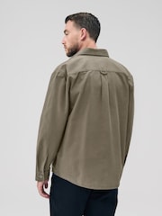 Khaki Green Twin Pocket Canvas Shacket Overshirt - Image 3 of 8