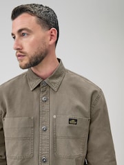 Khaki Green Twin Pocket Canvas Shacket Overshirt - Image 4 of 8