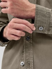 Khaki Green Twin Pocket Canvas Shacket Overshirt - Image 5 of 8