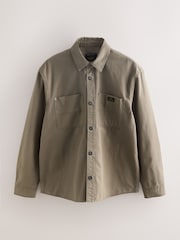 Khaki Green Twin Pocket Canvas Shacket Overshirt - Image 6 of 8