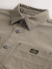 Khaki Green Twin Pocket Canvas Shacket Overshirt - Image 8 of 8