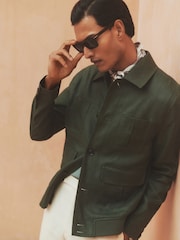 Reiss Khaki Green Adam Linen Four-Pocket Jacket - Image 1 of 7