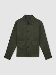 Reiss Khaki Green Adam Linen Four-Pocket Jacket - Image 2 of 7