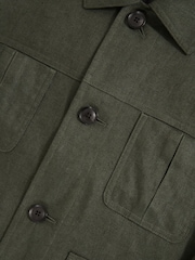 Reiss Khaki Green Adam Linen Four-Pocket Jacket - Image 7 of 7