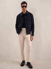 Reiss Navy Adam Linen Four-Pocket Jacket - Image 3 of 7
