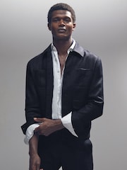 Reiss Navy Adam Linen Four-Pocket Jacket - Image 5 of 7