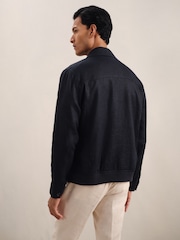 Reiss Navy Adam Linen Four-Pocket Jacket - Image 6 of 7