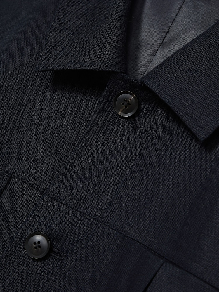 Reiss Navy Adam Linen Four-Pocket Jacket - Image 7 of 7