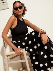 Friends Like These Black/White Drop Waist 2 in 1 Midi Dress - Image 4 of 5