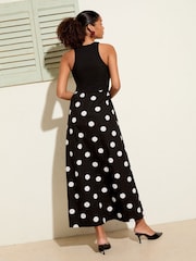 Friends Like These Black/White Drop Waist 2 in 1 Midi Dress - Image 5 of 5