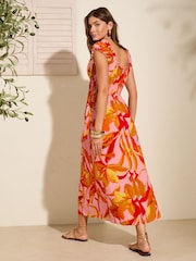 Friends Like These Orange Off The Shoulder Shirred Waist Midi Dress - Image 4 of 4
