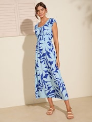 Friends Like These Blue Off The Shoulder Shirred Waist Midi Dress - Image 3 of 5