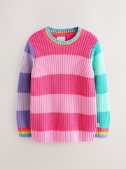 Little Bird by Jools Oliver Pink Colourblock Knitted Jumper - Image 1 of 6