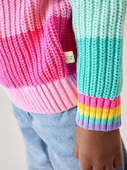 Little Bird by Jools Oliver Pink Colourblock Knitted Jumper - Image 5 of 6