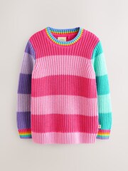 Little Bird by Jools Oliver Pink Colourblock Knitted Jumper - Image 7 of 12