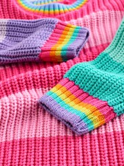 Little Bird by Jools Oliver Pink Colourblock Knitted Jumper - Image 9 of 12