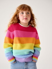 Little Bird by Jools Oliver Pastel Rainbow Stripe Knitted Jumper - Image 1 of 10