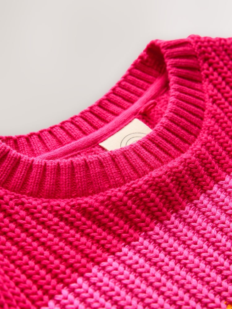 Little Bird by Jools Oliver Pastel Rainbow Stripe Knitted Jumper - Image 10 of 10