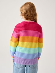 Little Bird by Jools Oliver Pastel Rainbow Stripe Knitted Jumper - Image 3 of 10