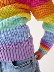Little Bird by Jools Oliver Pastel Rainbow Stripe Knitted Jumper - Image 5 of 10