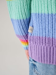 Little Bird by Jools Oliver Pastel Rainbow Stripe Knitted Jumper - Image 6 of 10
