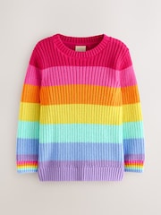 Little Bird by Jools Oliver Pastel Rainbow Stripe Knitted Jumper - Image 7 of 10