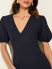 Friends Like These Navy V-Neck Puff Sleeve Structured Mini Dress - Image 5 of 5
