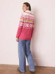 Little Bird by Jools Oliver Multi Adult Bright Fairisle Quarter Zip Knitted Family Christmas Jumper - Image 3 of 9