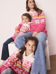 Little Bird by Jools Oliver Multi Adult Bright Fairisle Quarter Zip Knitted Family Christmas Jumper - Image 6 of 9