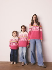 Little Bird by Jools Oliver Multi Adult Bright Fairisle Quarter Zip Knitted Family Christmas Jumper - Image 8 of 9