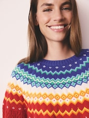 Little Bird by Jools Oliver Multi Adult Bright Fairisle Knitted Family Christmas Jumper - Image 5 of 10