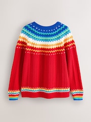 Little Bird by Jools Oliver Multi Adult Bright Fairisle Knitted Family Christmas Jumper - Image 8 of 10