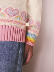 Little Bird by Jools Oliver Ecru/Pink Adult Pastel Fairisle Knitted Family Christmas Jumper - Image 5 of 10