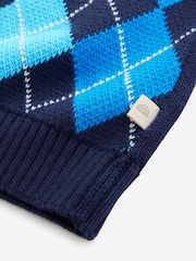 Little Bird by Jools Oliver Navy Adult Rainbow Knitted Argyle Cardigan - Image 10 of 10
