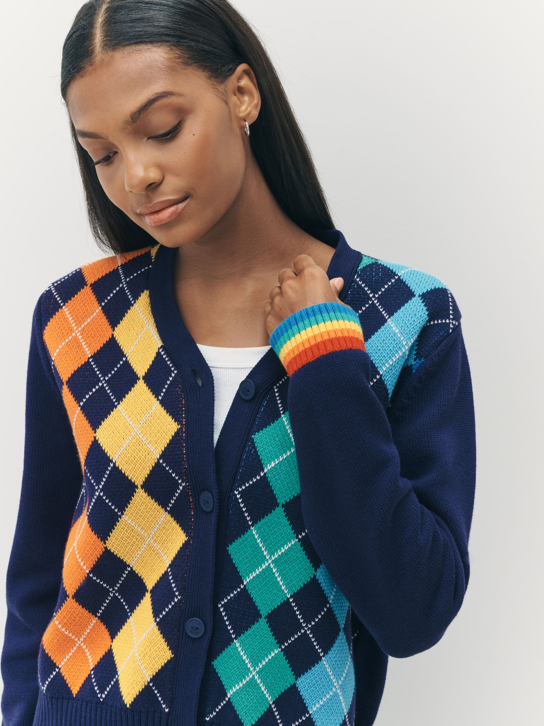 Buy Little Bird by Jools Oliver Navy Adult Rainbow Knitted Argyle