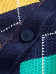 Little Bird by Jools Oliver Navy Adult Rainbow Knitted Argyle Cardigan - Image 8 of 10