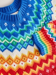 Little Bird by Jools Oliver Red Kids Bright Fairisle Knitted Family Christmas Jumper - Image 10 of 11