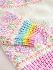 Little Bird by Jools Oliver White Kids Pastel Fairisle Knitted Family Christmas Jumper - Image 6 of 8