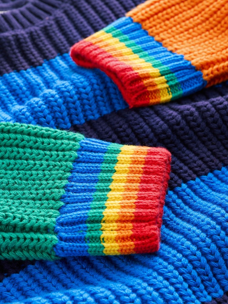 Little Bird by Jools Oliver Multi Rainbow Colourblock Striped Knitted Jumper - Image 5 of 5