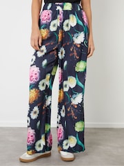 Another Sunday Black Satin Twill Floral Print Trousers - Image 3 of 4