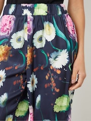 Another Sunday Black Satin Twill Floral Print Trousers - Image 4 of 4