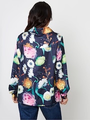 Another Sunday Blue Satin Twill Floral Print Shirt - Image 2 of 2