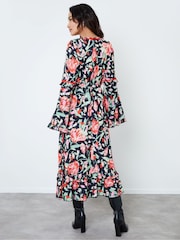 Another Sunday Black Frill Sleeve Midi Dress - Image 2 of 3
