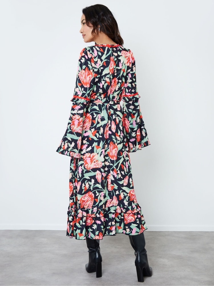 Another Sunday Black Frill Sleeve Midi Dress - Image 2 of 3