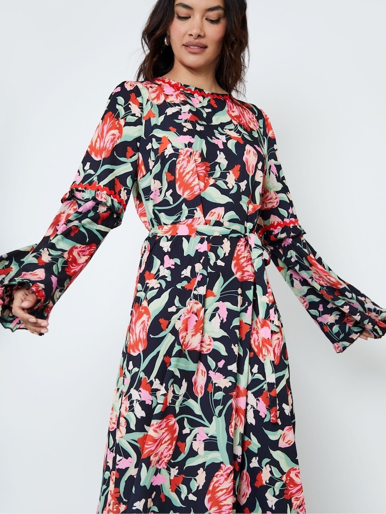 Another Sunday Black Frill Sleeve Midi Dress - Image 3 of 3