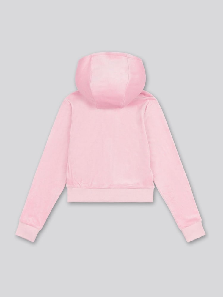 Juicy Couture Baby Pink Girls Mini Diamante Zip Hoodie - Image 2 of 3