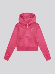 Juicy Couture Pink Girls Mini Diamante Zip Hoodie - Image 1 of 3