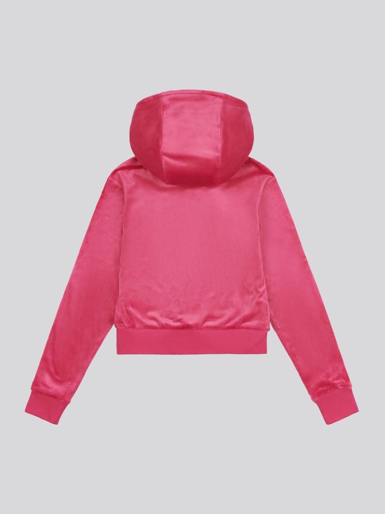 Juicy Couture Pink Girls Mini Diamante Zip Hoodie - Image 2 of 3