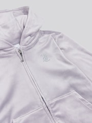 Juicy Couture Grey Girls Mini Diamante Zip Hoodie - Image 3 of 3