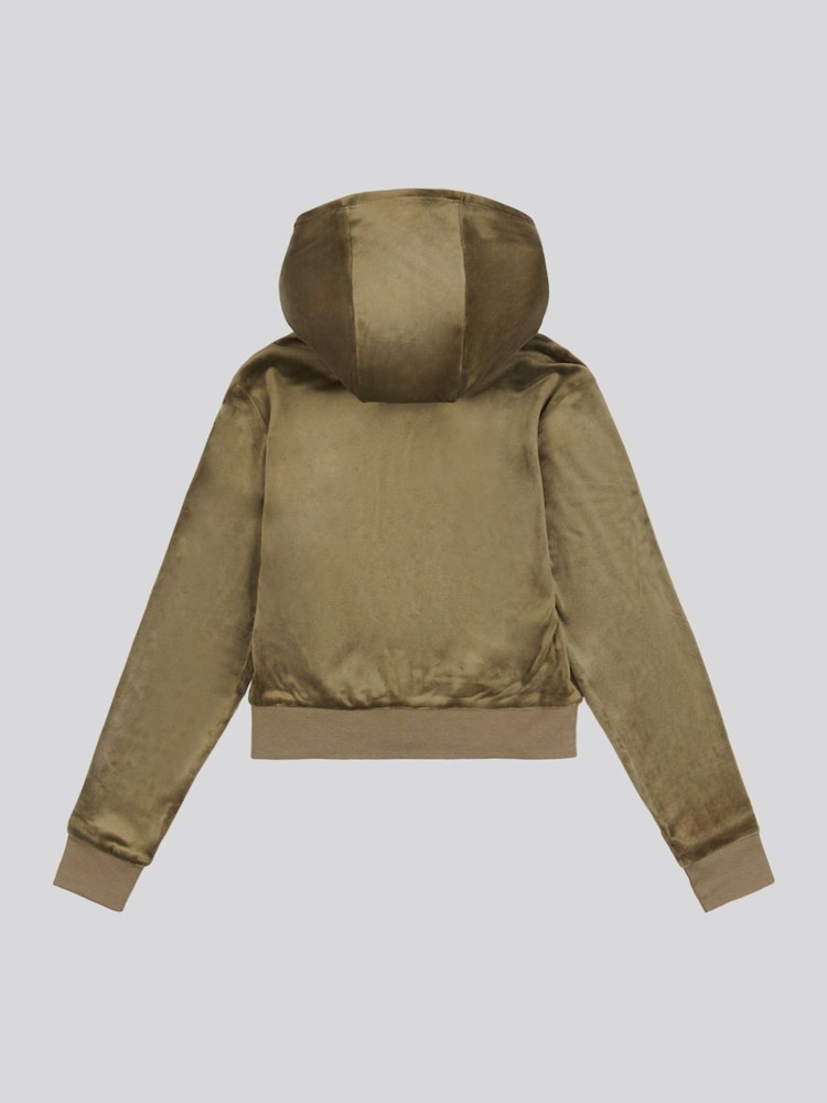 Juicy Couture Green Girls Mini Diamante Zip Hoodie - Image 2 of 3